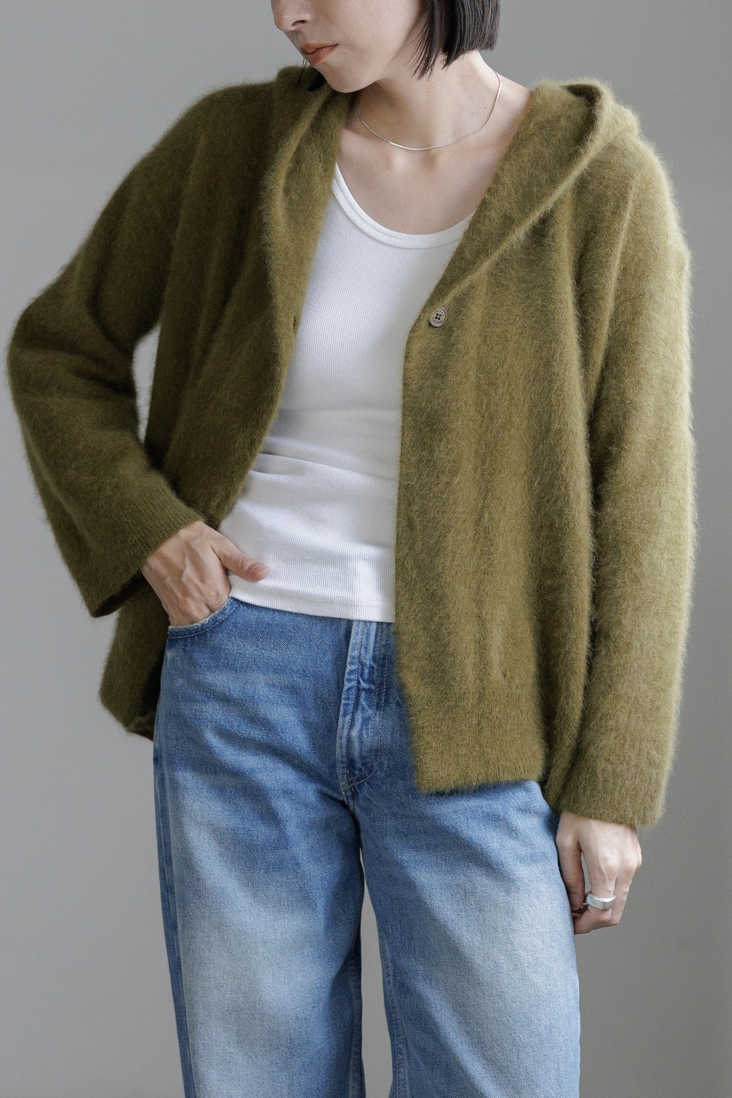 Re Stock Cardigan à capuche en renard et en raton laveur /CT23112