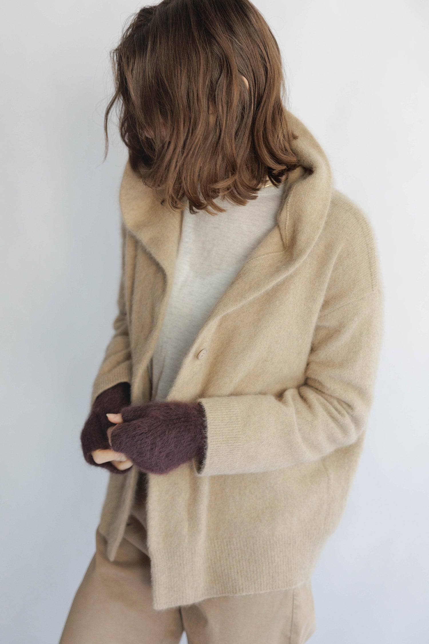 Re Stock Cardigan à capuche en renard et en raton laveur /CT23112