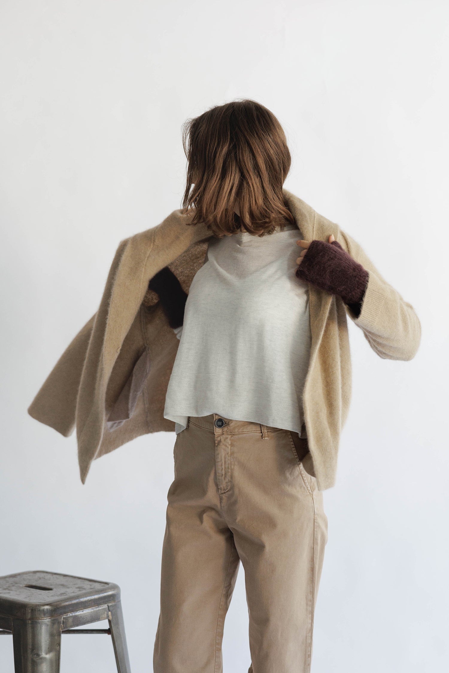 Re Stock Cardigan à capuche en renard et en raton laveur /CT23112