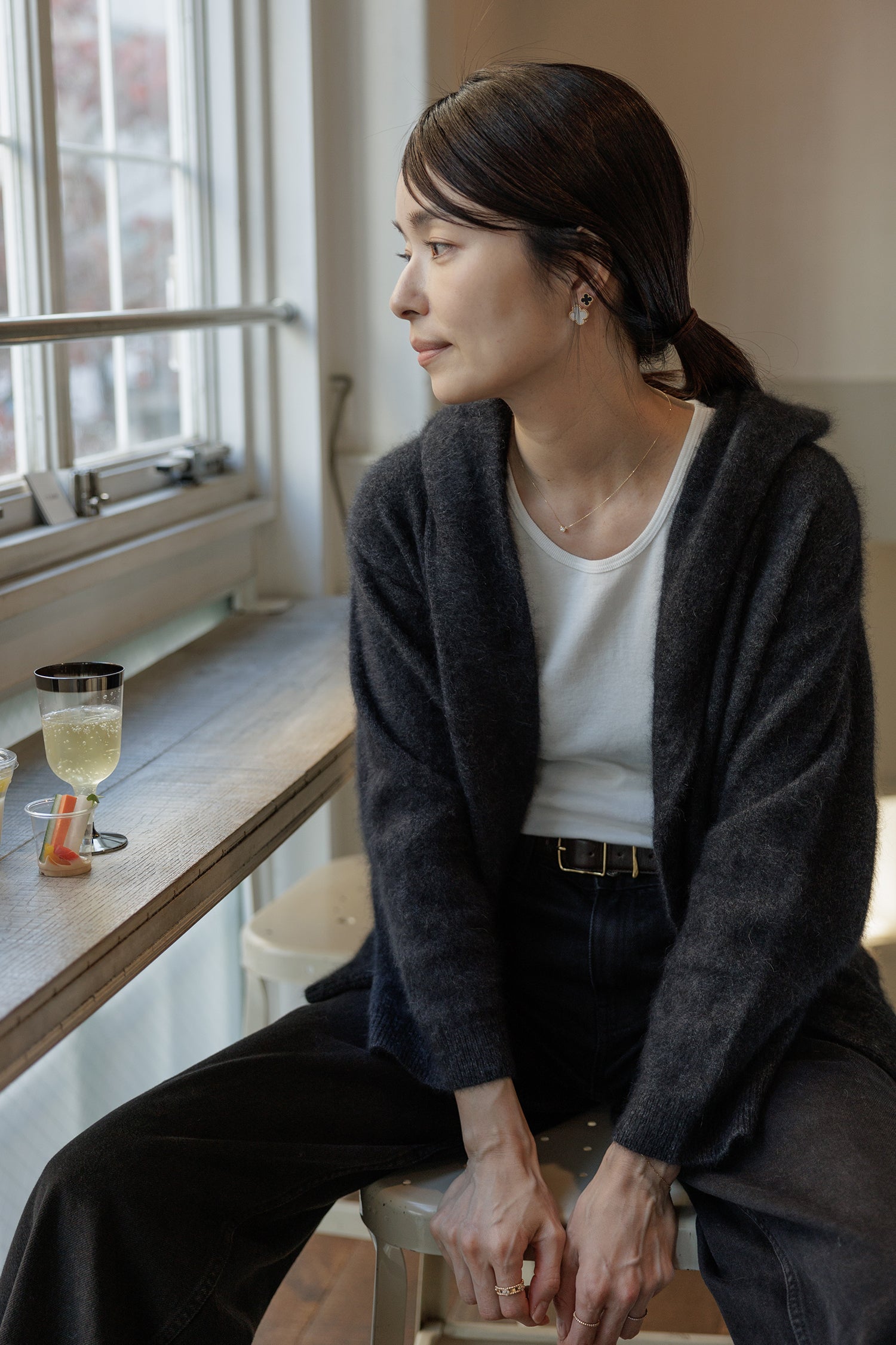 Re Stock Cardigan à capuche en renard et en raton laveur /CT23112