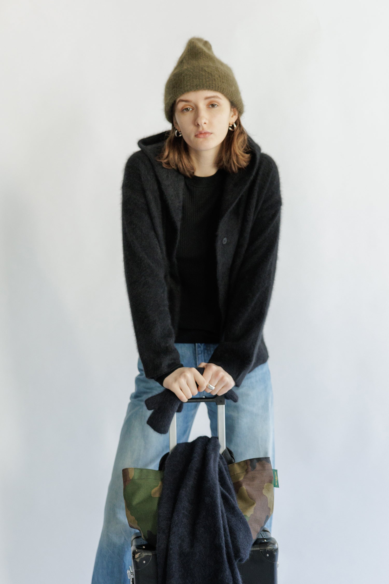Re Stock Cardigan à capuche en renard et en raton laveur /CT23112