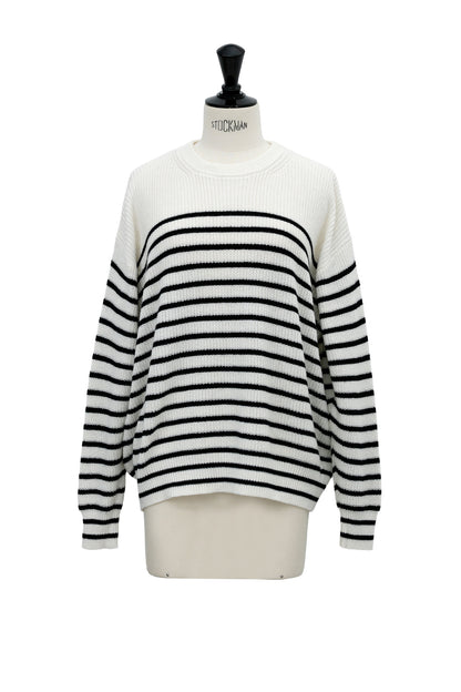 Pull tricot côtelé en coton et cachemire /CT23118