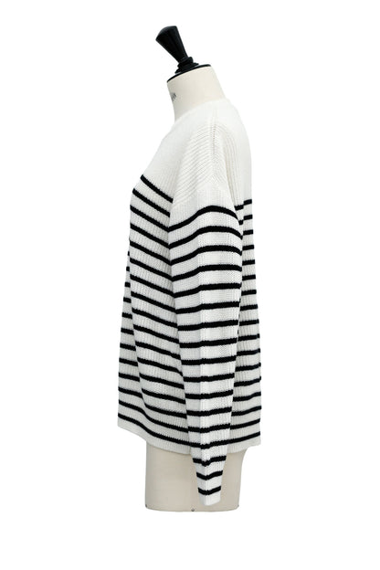 Pull tricot côtelé en coton et cachemire /CT23118