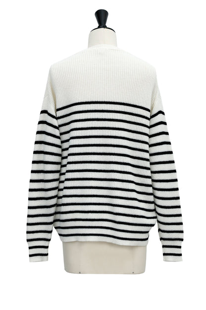 Pull tricot côtelé en coton et cachemire /CT23118