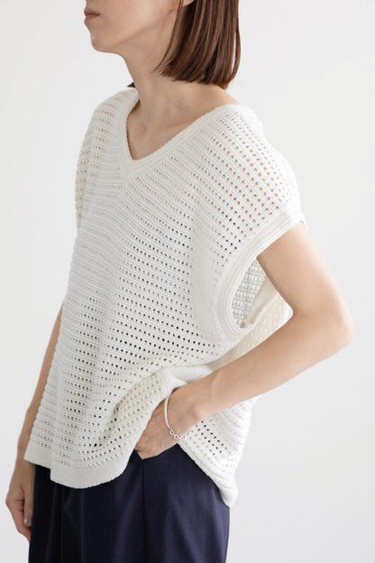 Pull à motifs en coton BLANC /CT23121