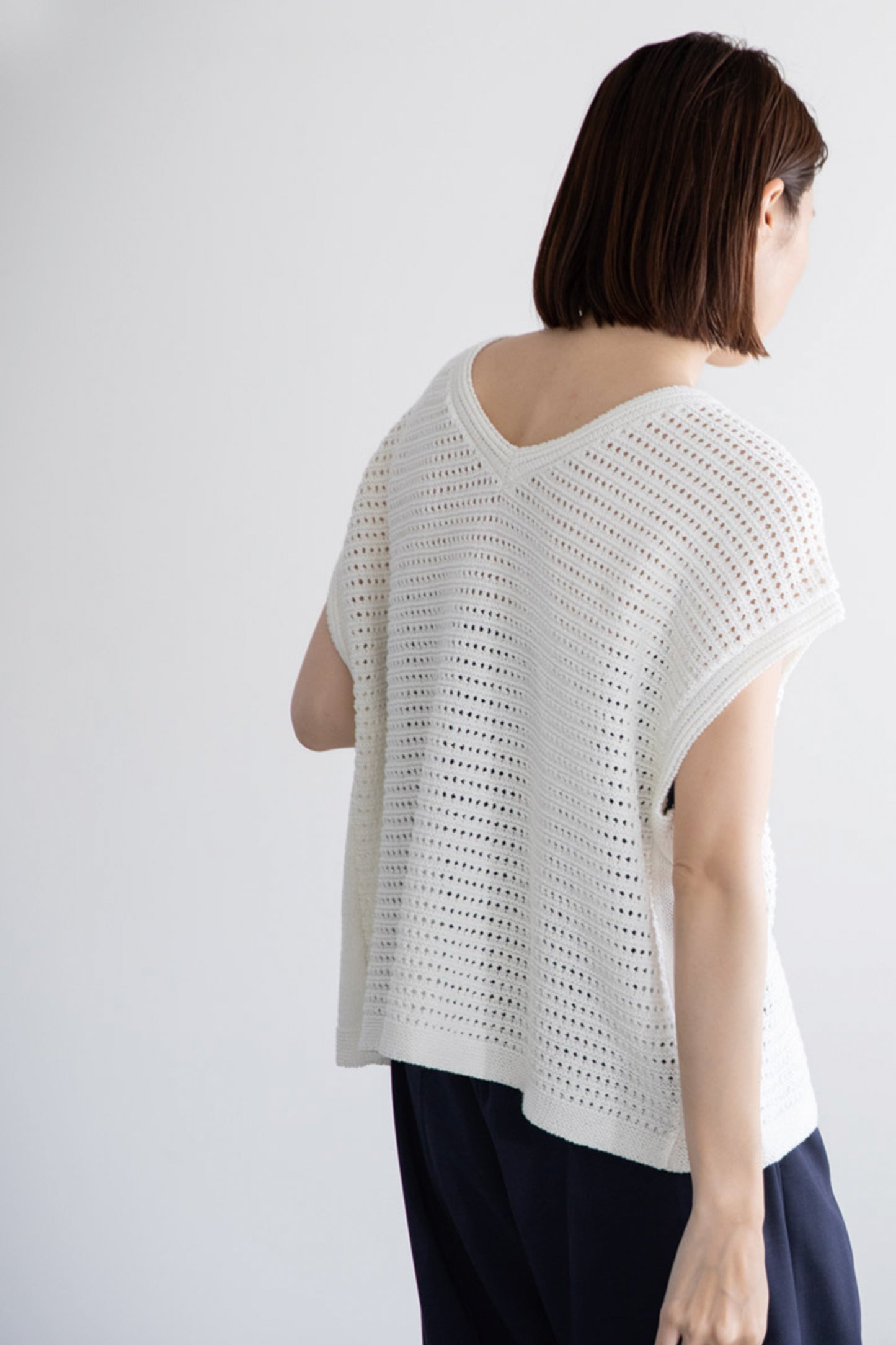 Pull à motifs en coton BLANC /CT23121