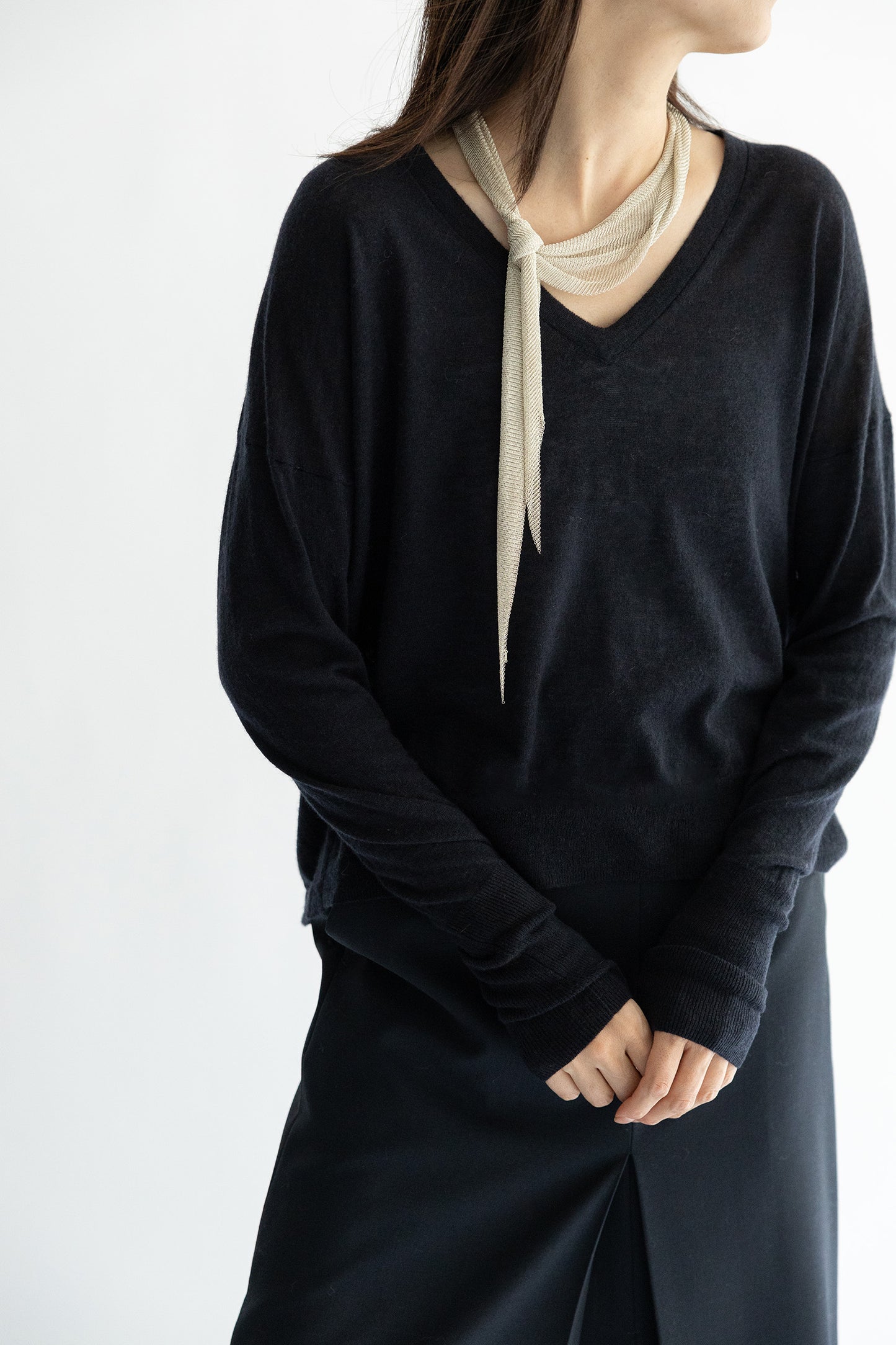 Re Stock Light cashmere v-neck pullover /CT24112