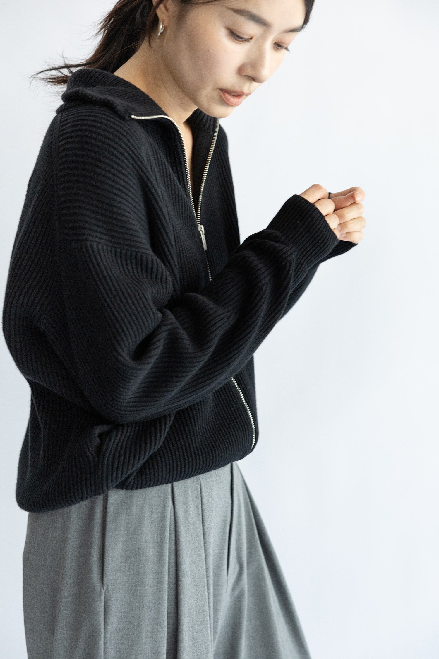 Re Stock Veste côtelée en coton et cachemire  /CT24121