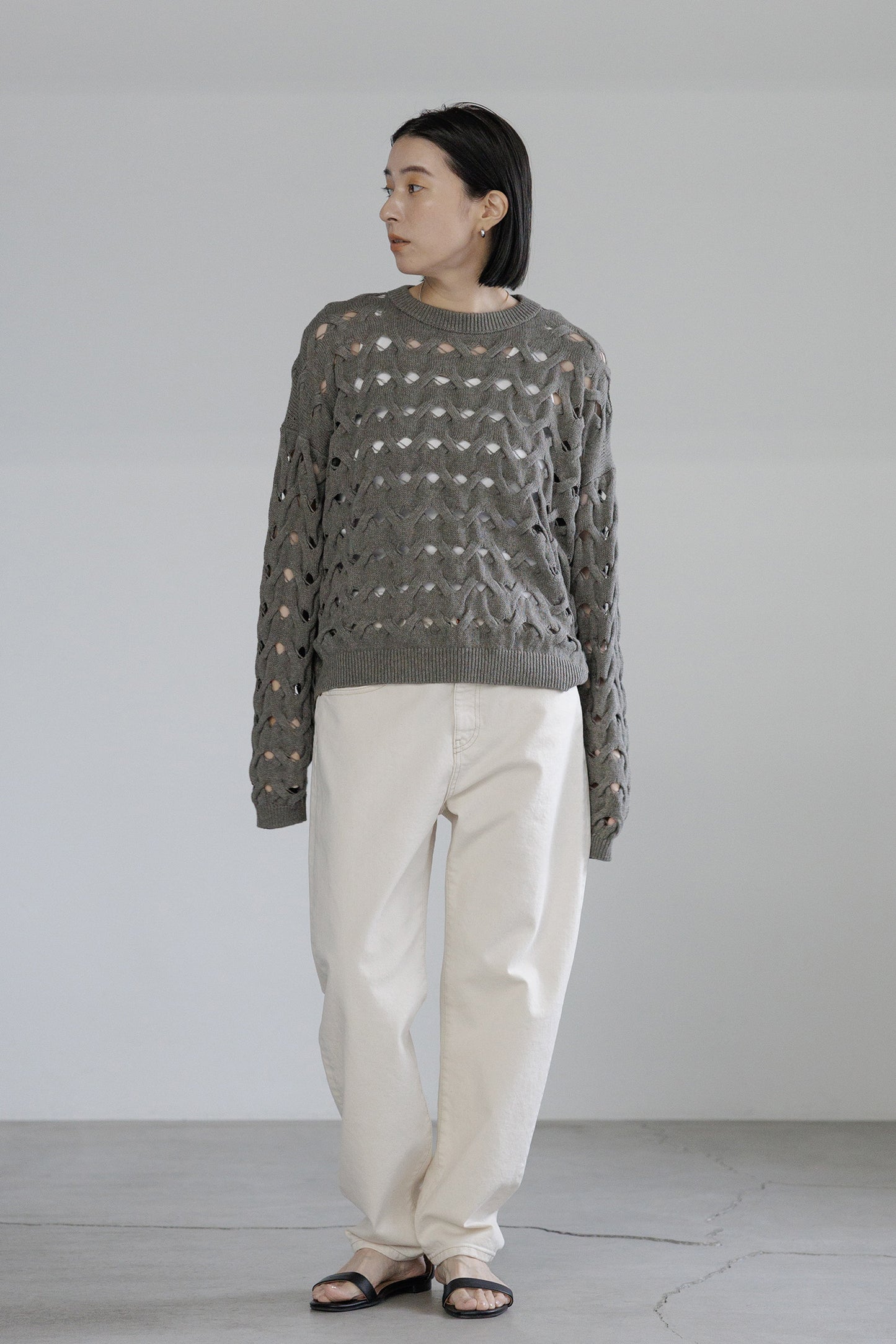 24SS Cotton linen cable-knit pullover /CT24127