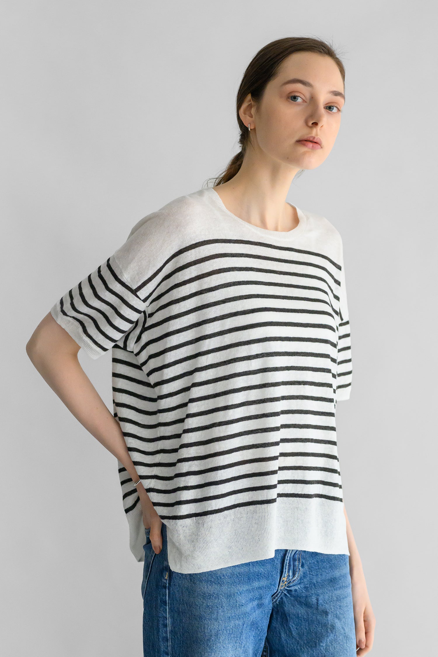 Pull à demi-manches en lin /CT24131