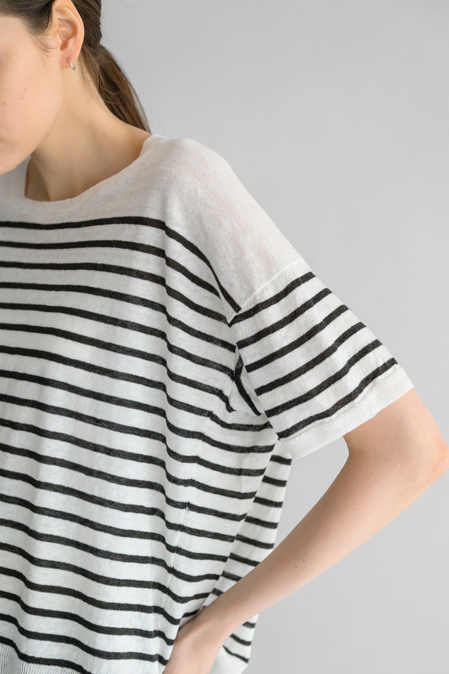 Pull à demi-manches en lin /CT24131