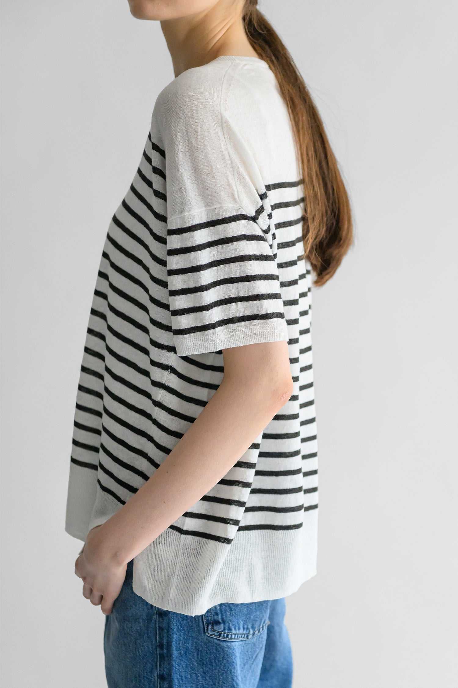 Pull à demi-manches en lin /CT24131