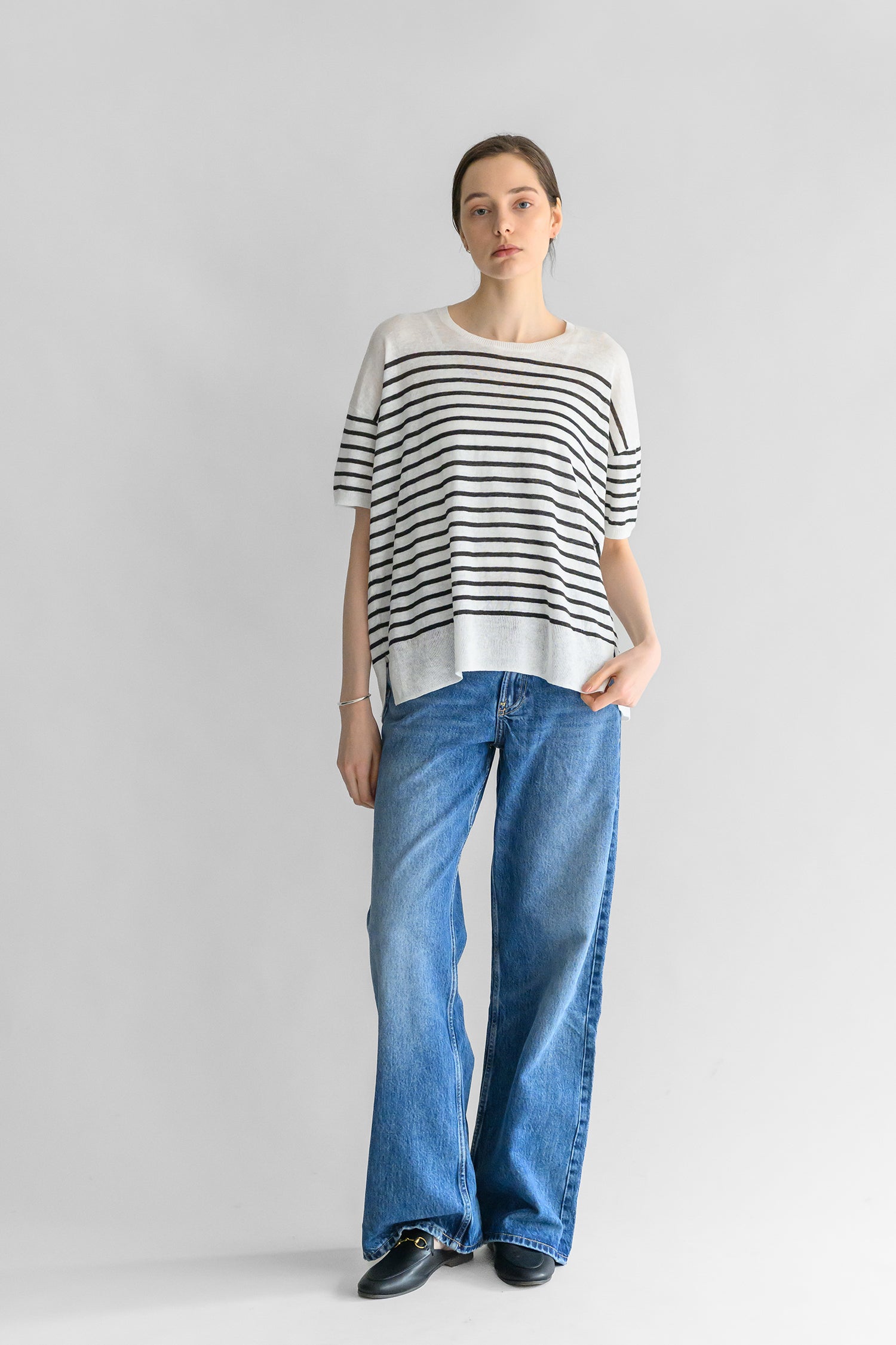Pull à demi-manches en lin /CT24131