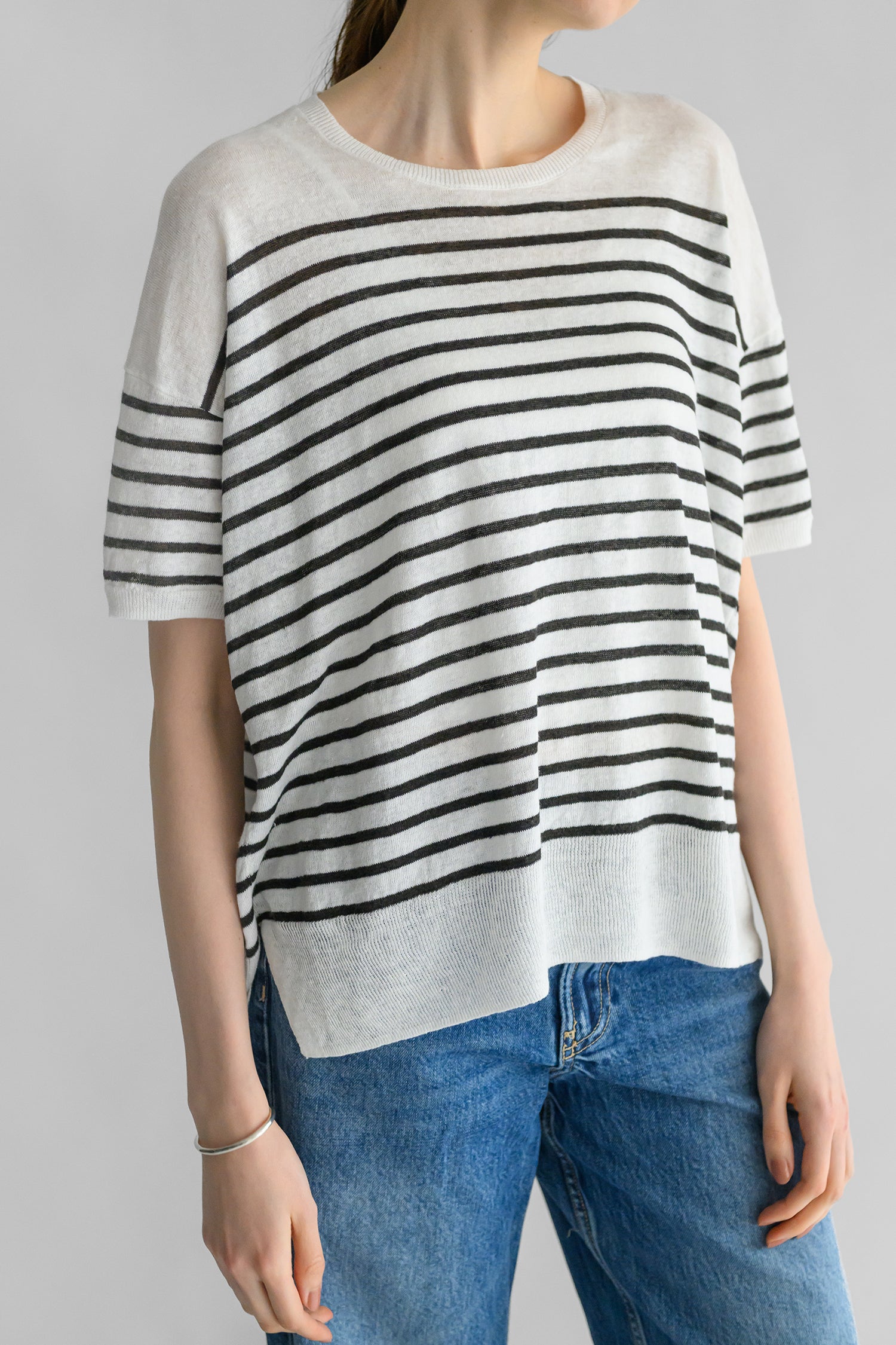 Pull à demi-manches en lin /CT24131