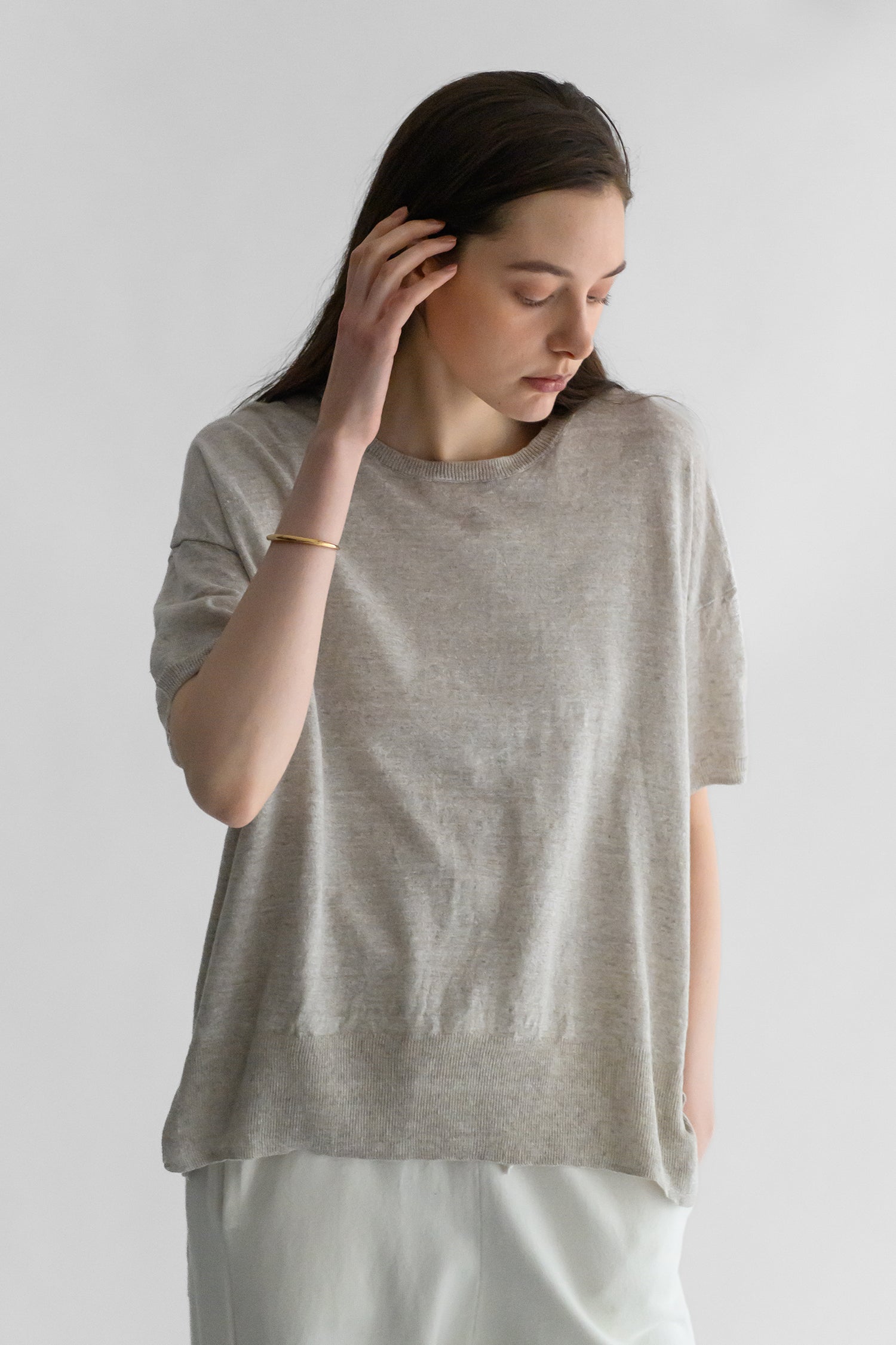 Pull à demi-manches en lin /CT24131