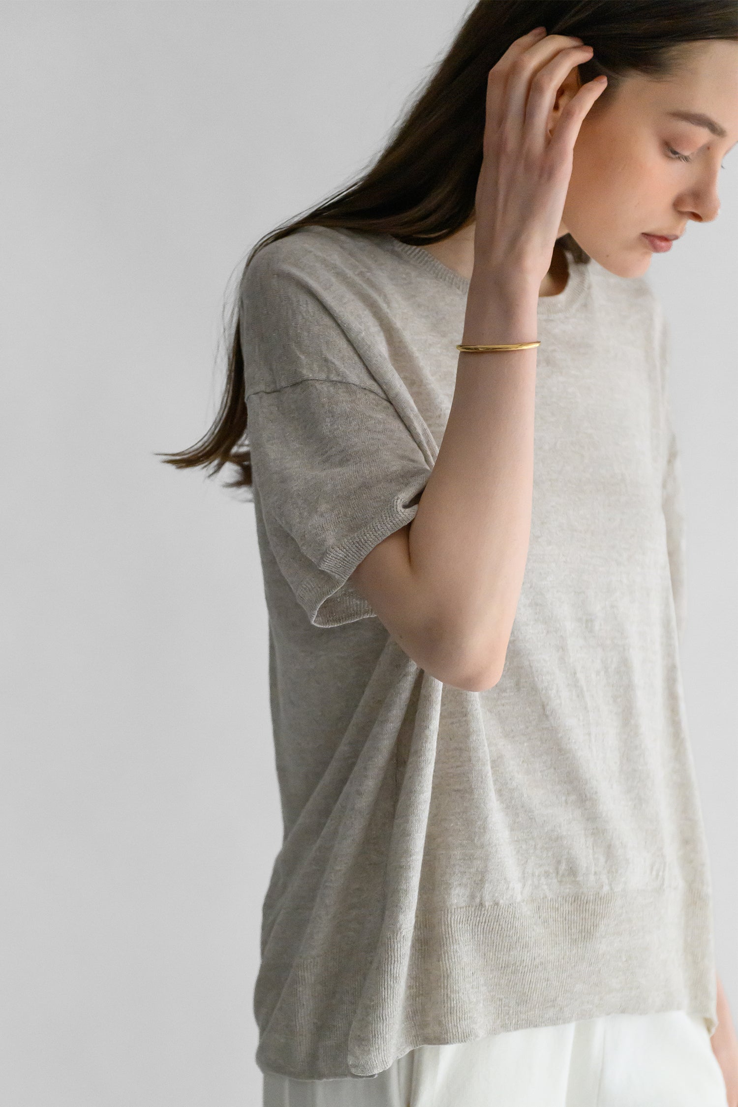 Pull à demi-manches en lin /CT24131