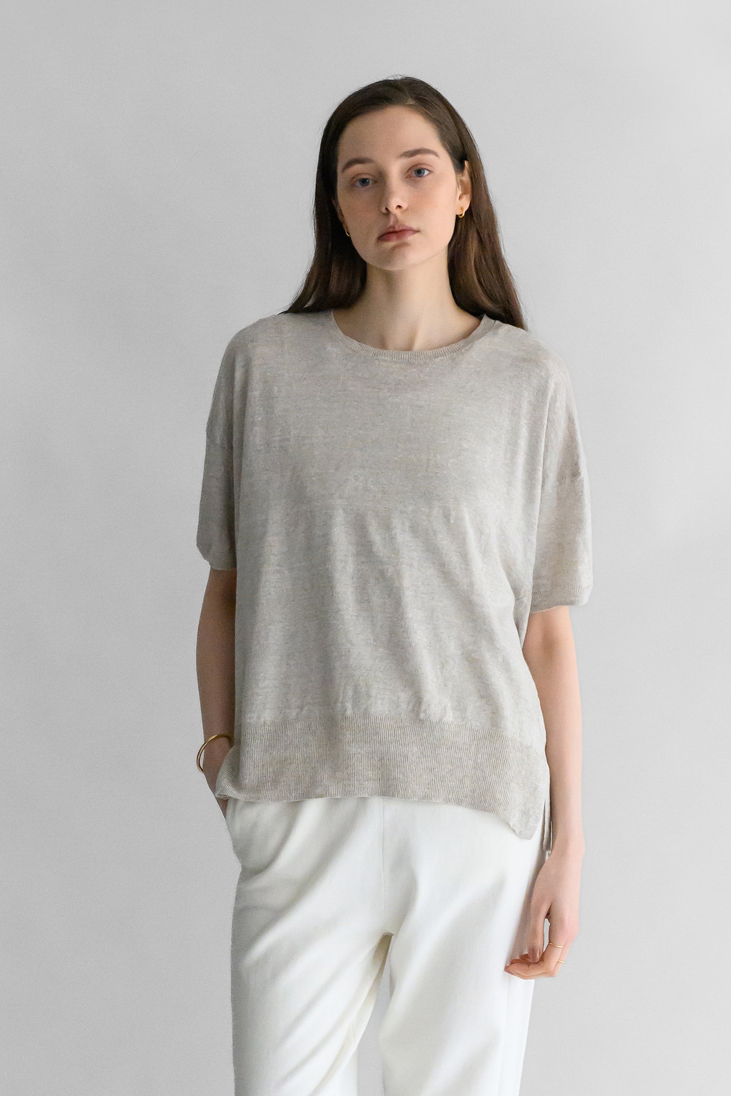 Pull à demi-manches en lin /CT24131