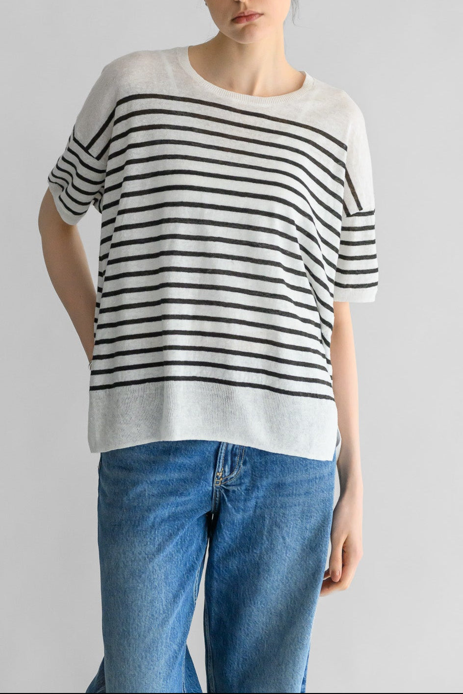 Pull à demi-manches en lin /CT24131