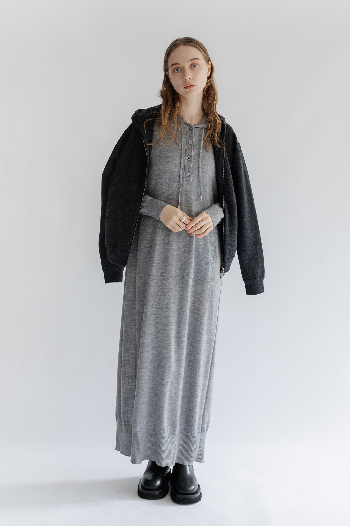 24AW Robe à capuche en laine Rws /CT24308