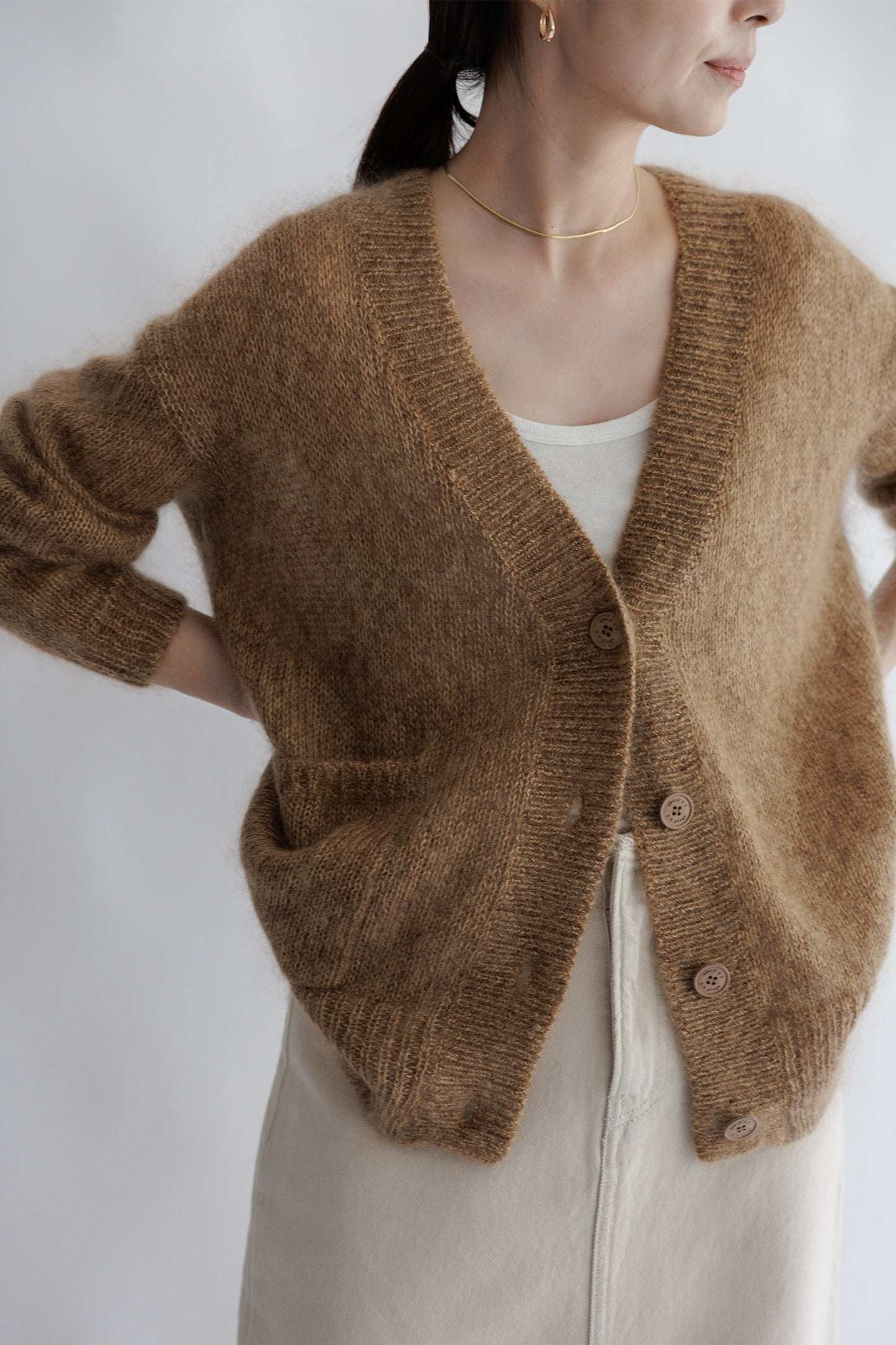 24AW Mohair silk side slit cardigan /CT24311