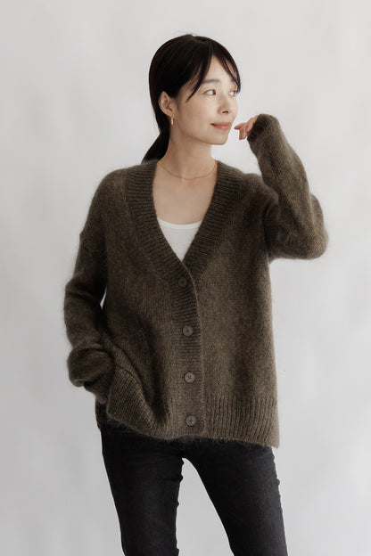 24AW Mohair silk side slit cardigan /CT24311