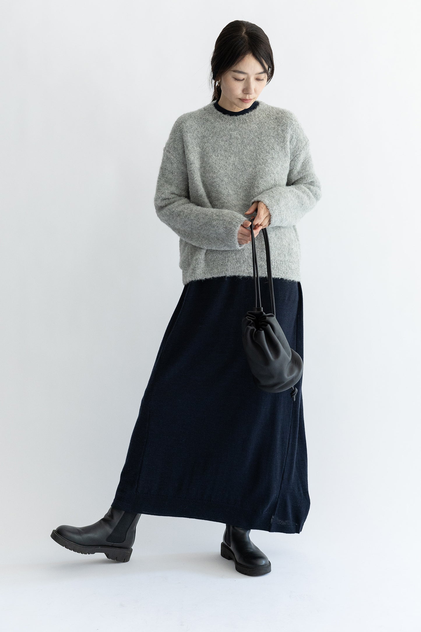 Re Stock Pull ample en laine d'alpaga bouclé /CT24320