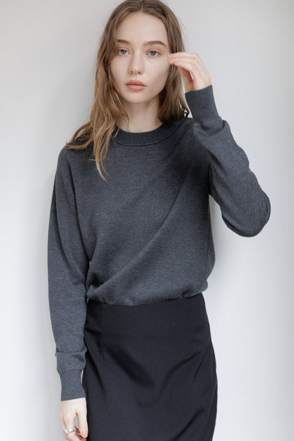 24AW Silk cashmere double face pullover /CT24391