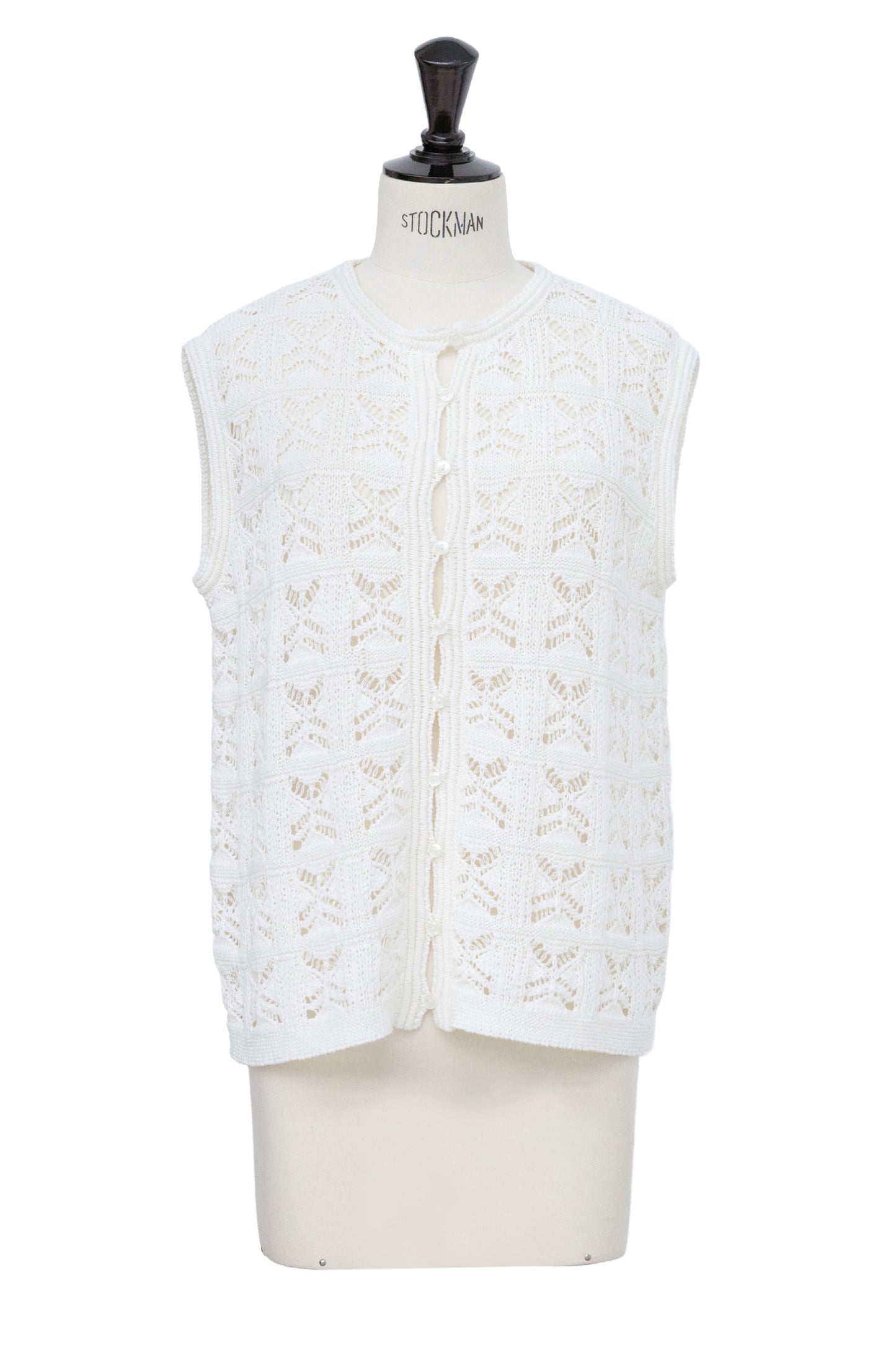 26SS Gilet crocheté en coton et lin /CT26121