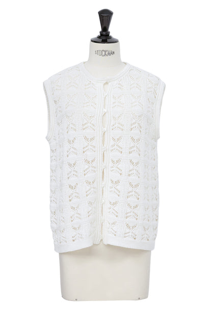 26SS Gilet crocheté en coton et lin /CT26121