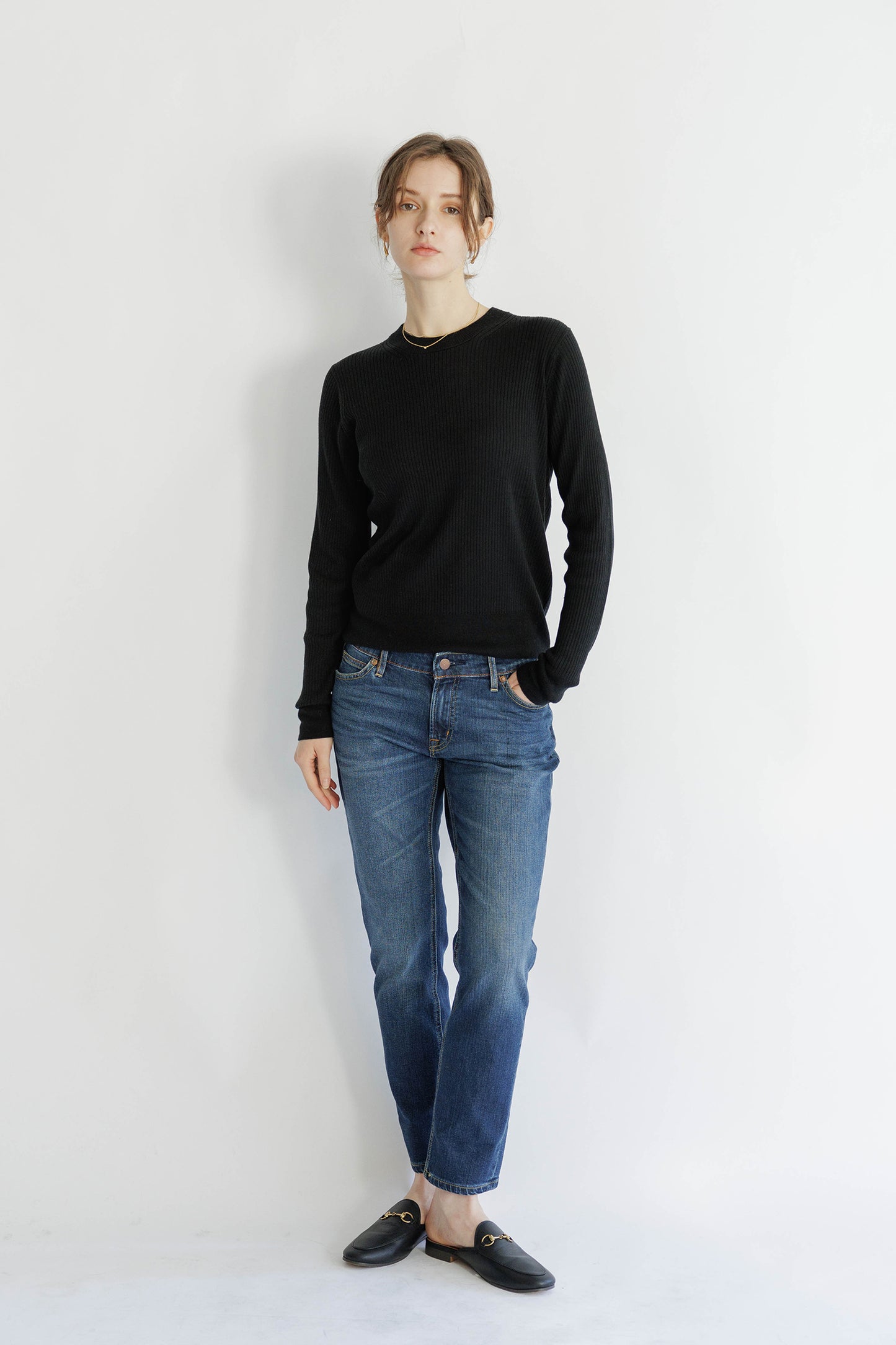 25SS Capsule Silk cashmere crew neck rib pullover /CT25109