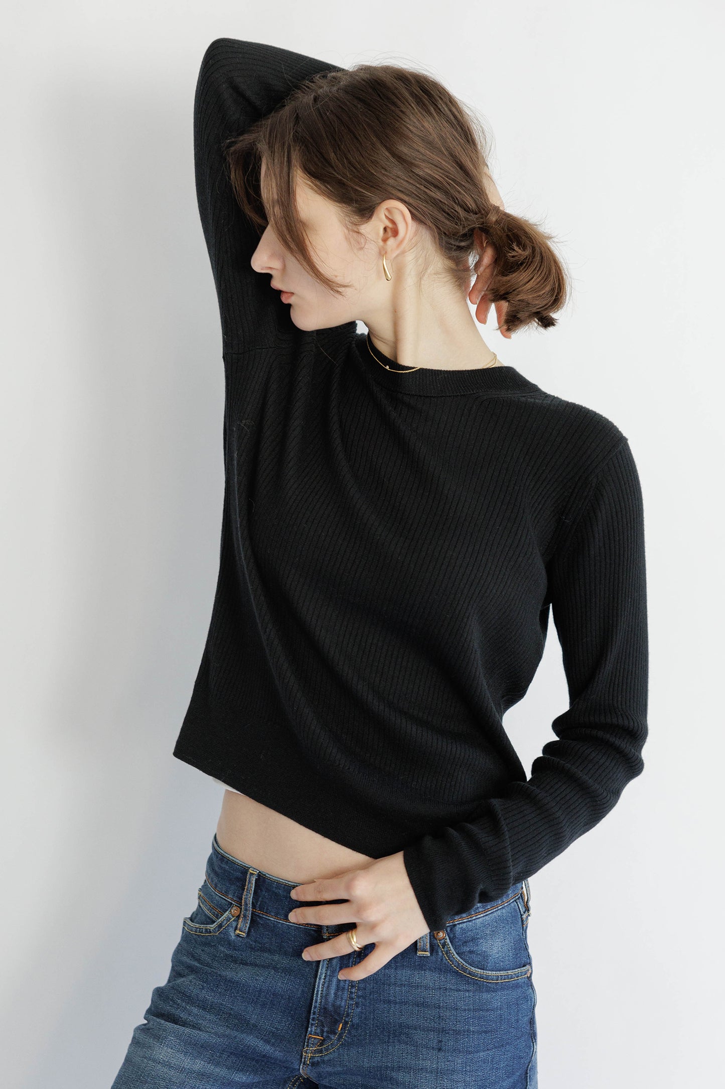 25SS Capsule Silk cashmere crew neck rib pullover /CT25109