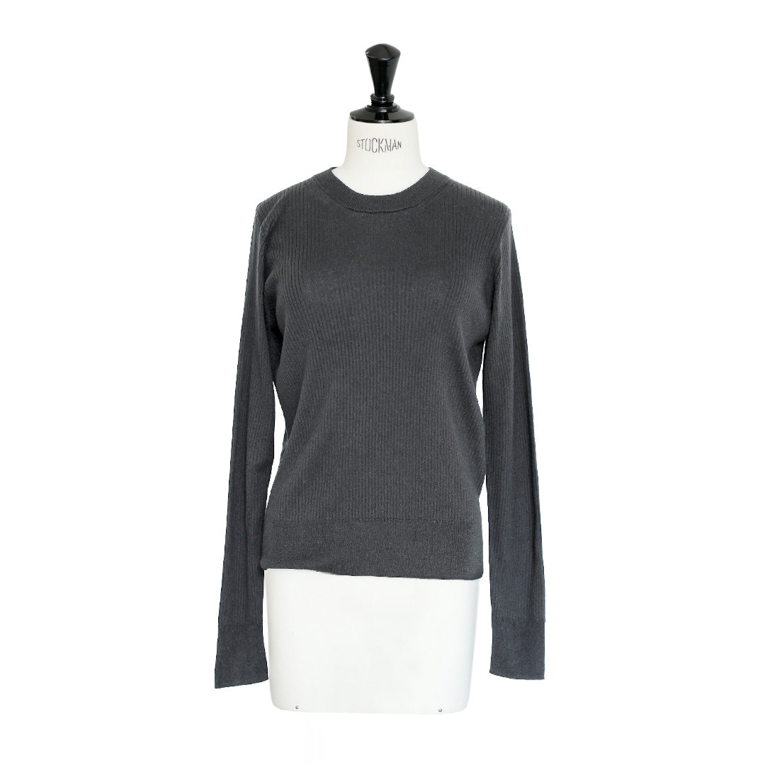 Re Stock Silk cashmere crew neck rib pullover /CT25109