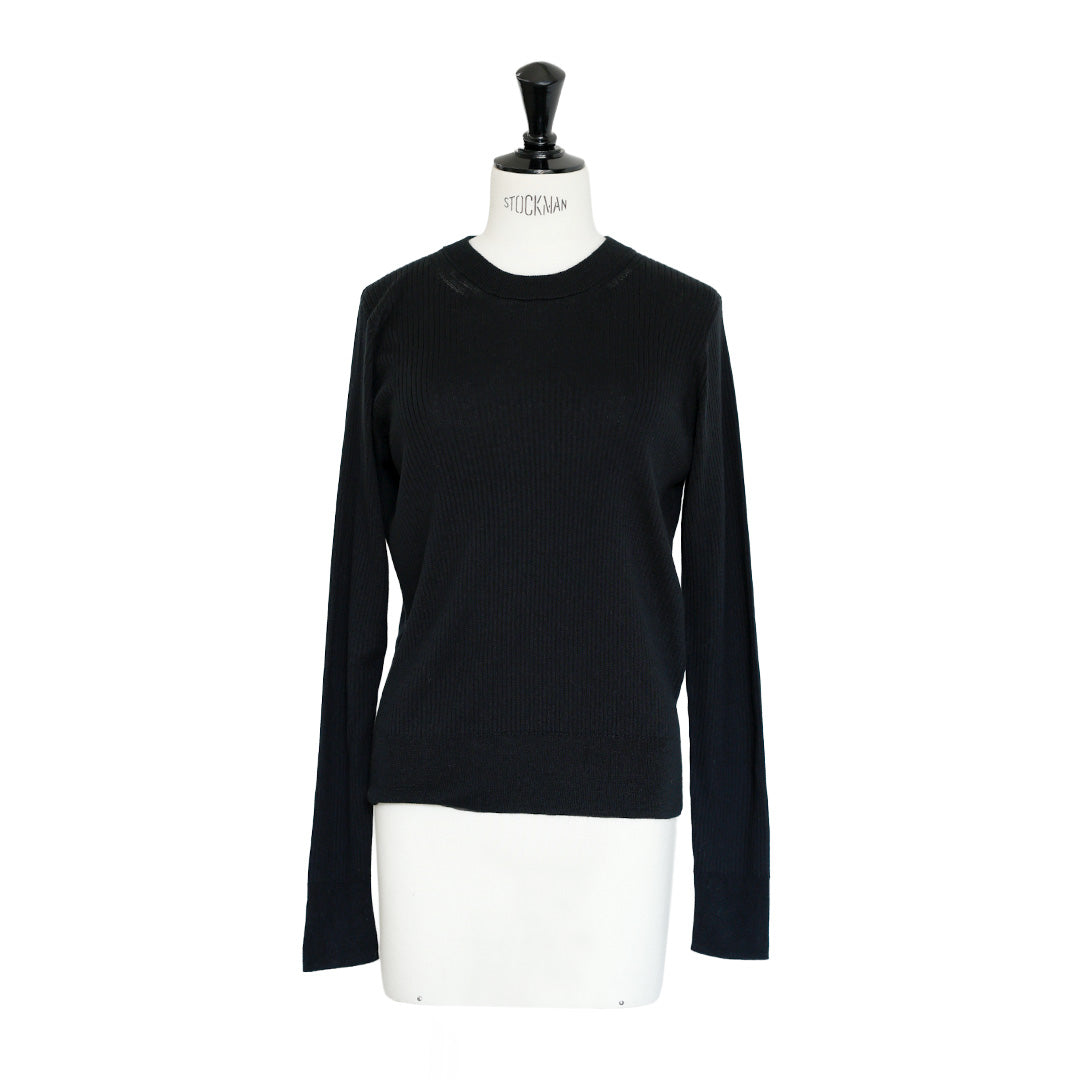 Re Stock Silk cashmere crew neck rib pullover /CT25109
