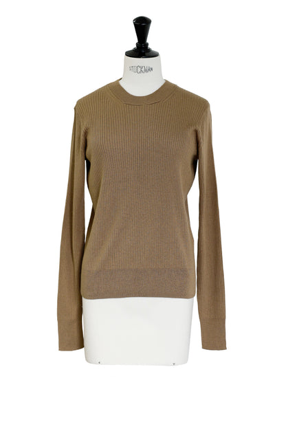 Re Stock Silk cashmere crew neck rib pullover /CT25109