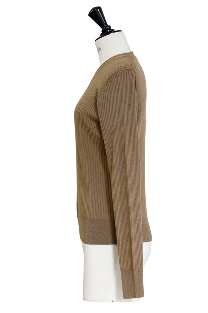 Re Stock Silk cashmere crew neck rib pullover /CT25109