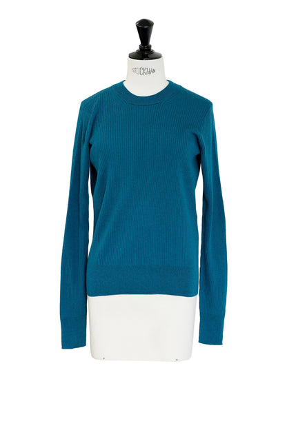Re Stock Silk cashmere crew neck rib pullover /CT25109