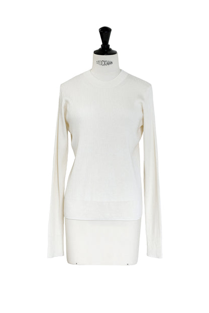 Re Stock Silk cashmere crew neck rib pullover /CT25109