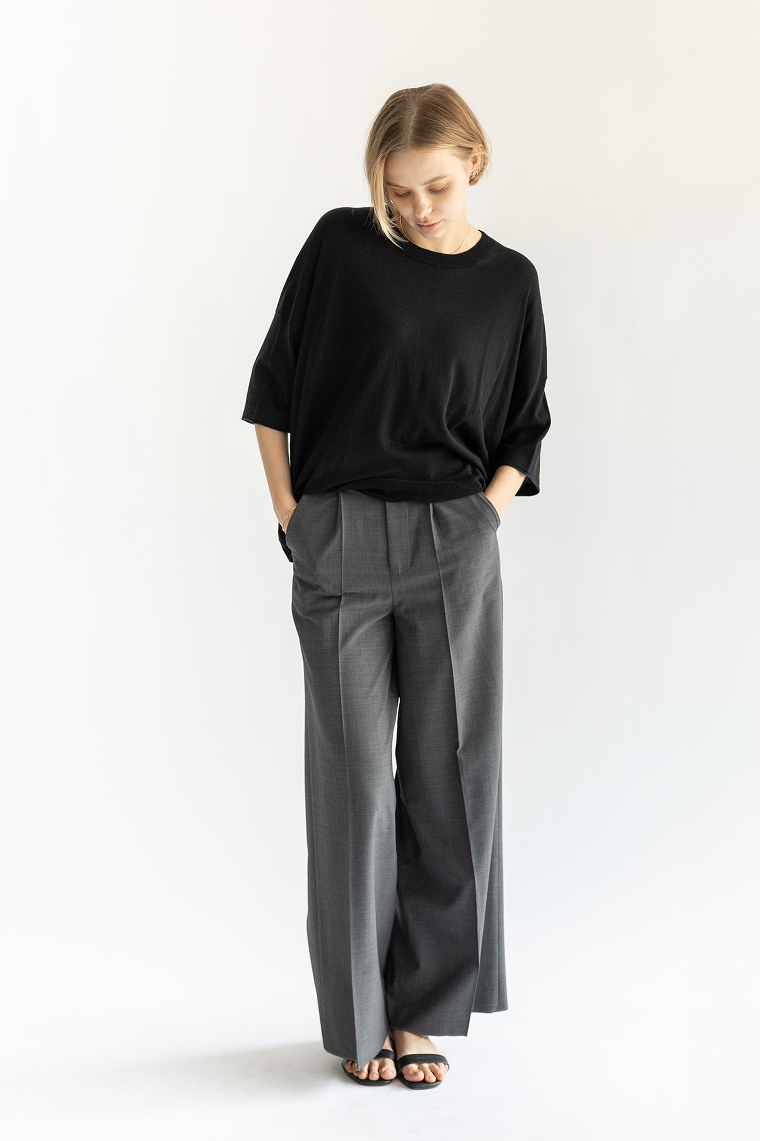 25SS Pull original à demi-manches en coton et soie /CT25111