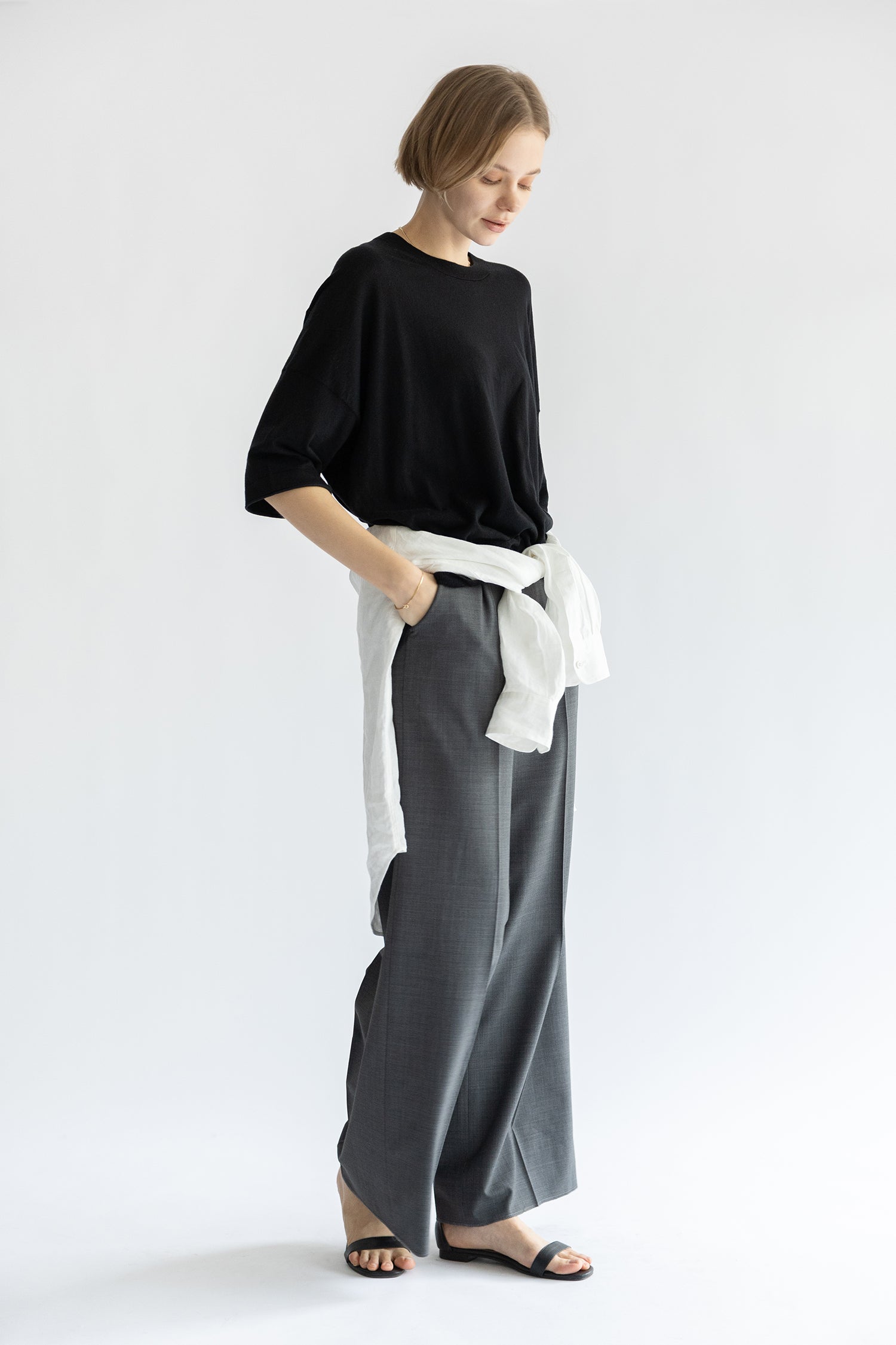 25SS Pull original à demi-manches en coton et soie /CT25111