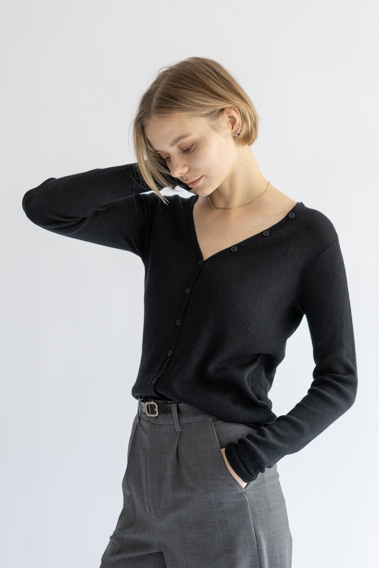 25SS Cardigan original en coton et soie côtelé /CT25113