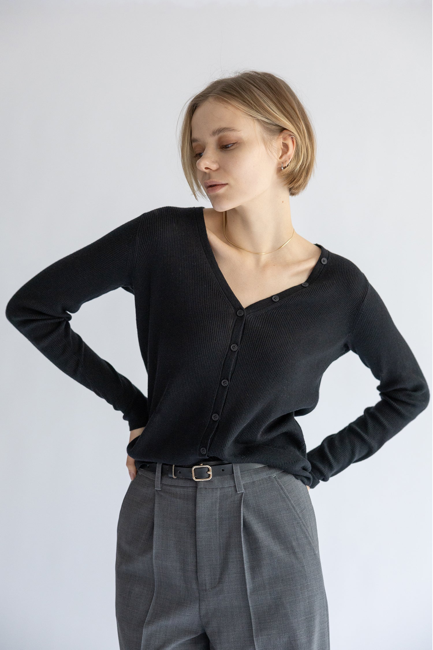 25SS Cardigan original en coton et soie côtelé /CT25113