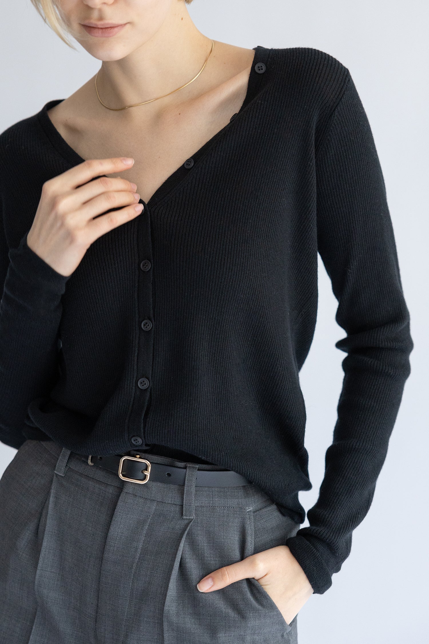 25SS Cardigan original en coton et soie côtelé /CT25113
