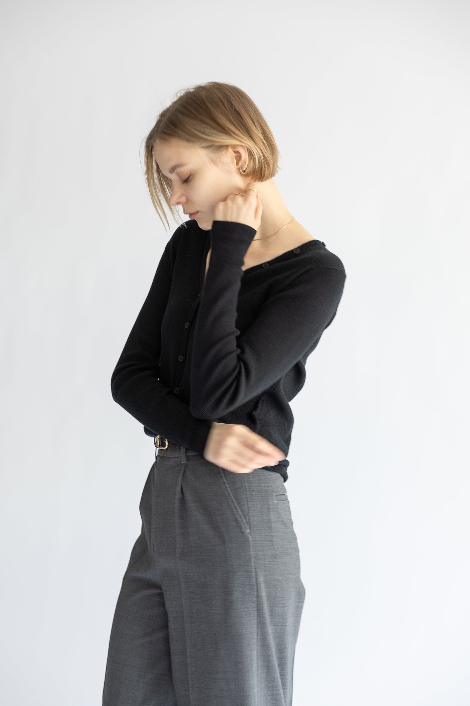25SS Cardigan original en coton et soie côtelé /CT25113