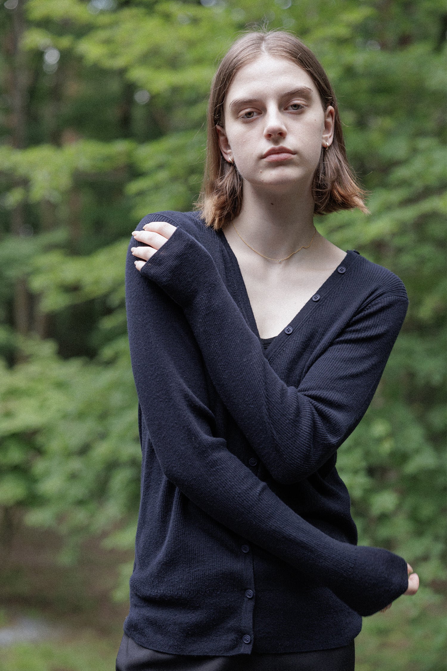 25SS Cardigan original en coton et soie côtelé /CT25113