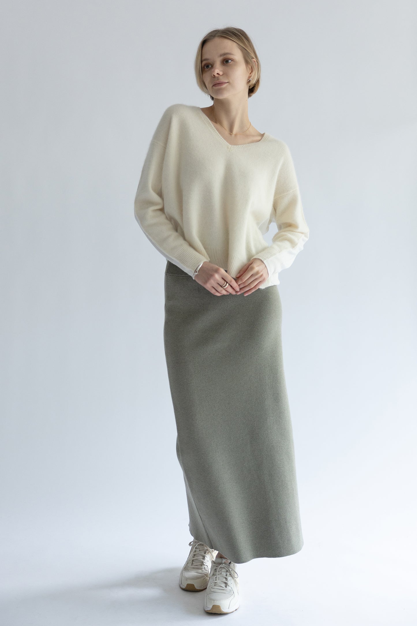 25SS Cotton cashmere back slit pencil skirt /CT25121