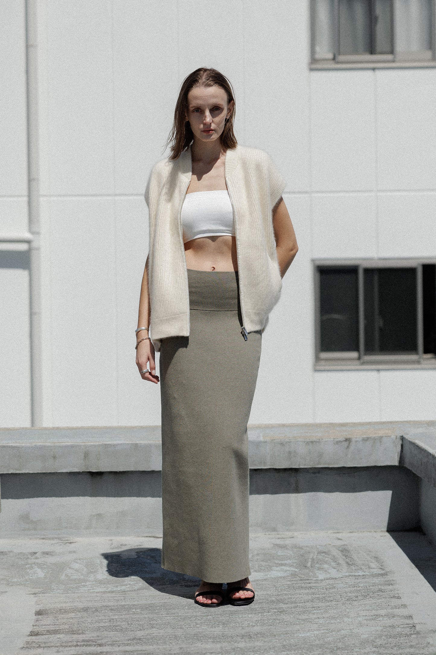 25SS Cotton cashmere back slit pencil skirt /CT25121