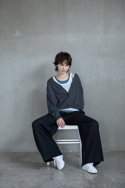 25AW Cardigan bicolore en soie et cachemire /CT25308