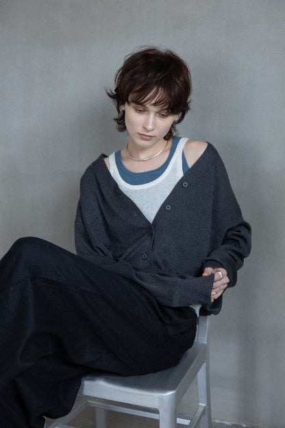 25AW Cardigan bicolore en soie et cachemire /CT25308