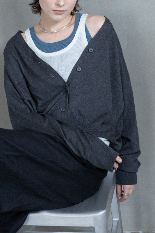 25AW silk cashmere bycolor cardigan /CT25308