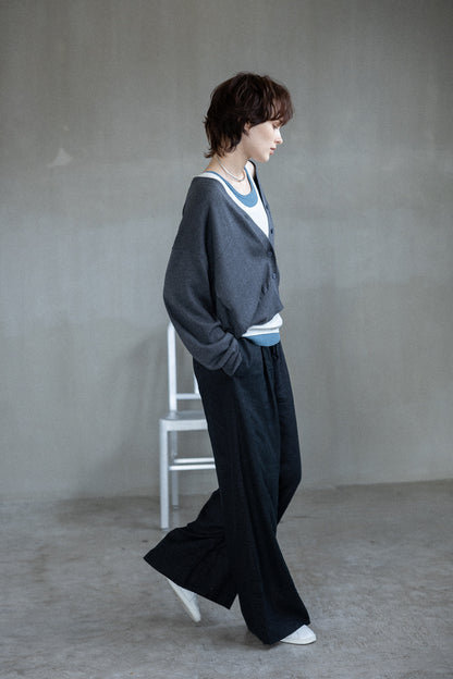 25AW Cardigan bicolore en soie et cachemire /CT25308